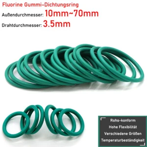 Ø3.5mm Grün Fluorine Gummi-Dichtungsring Ölbeständige FKM Siegel O-Ring 10~70mm - Picture 1 of 9