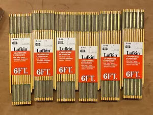 VTG Box of 6 NOS Lufkin X46 Wood Red End Extension Folding Rulers 72", Deadstock - Picture 1 of 11