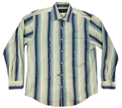 Nat Nast Mens Dress Shirt M Blue/White Striped Long Sleeve Button Up - Image 1 of 4
