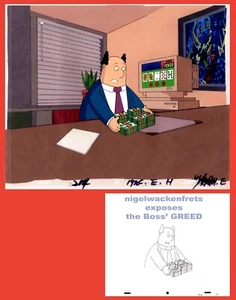 DILBERT Animation Cel: Dil's BOSS CEL w/Stacks of Money - Picture 1 of 4