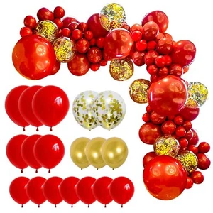 155pcs Red Gold Balloon Garland Kit for Graduation Wedding Birthday Baby Show... - Picture 1 of 7