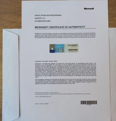 Microsoft Visual Studio 2022 Professional CoA AUTHENTIC License DG7GMGF0D3SJ - Image 1 of 4