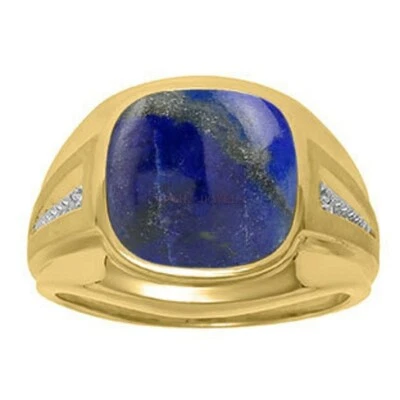 天然拉皮斯拉祖里宝石镀金 925 纯银戒指 #1015 — 第 1/4 张图片