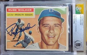 1956 TOPPS #33 RUBE WALKER VINTAGE SIGNED CARD DODGERS DEC BAS - Bild 1 von 1