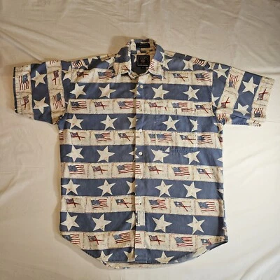 Vintage Chaps Ralph Lauren Long Sleeve Button Up Shirt Men's Size M Flag - Image 1 of 4