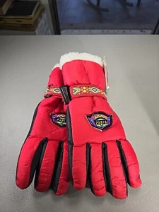 Vtg Vaporwave Paris Thinsulate Retro Red Winter Ski Snow Gloves Womens M-L NWT - Picture 1 of 5