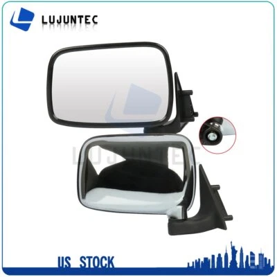 Pair Chrome Manual Exterior Mirrors For 1986-93 Mazda PICKUP B2200 UB45 LH+RH - Image 1 of 4