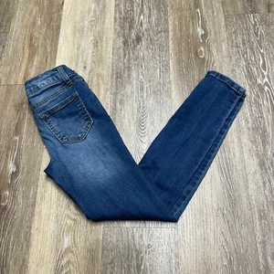 VANILLA STAR Skinny Leg Low Rise Button Fly Blue Denim Jeans Girl's Size 8 - Picture 1 of 11