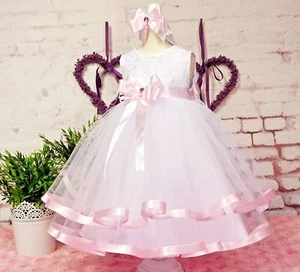 Vestido bautismal + diadema, 3 piezas, ♥Klara♥ 56,62,68,74,80,86,92,98 bautizo bautismo - Imagen 1 de 6
