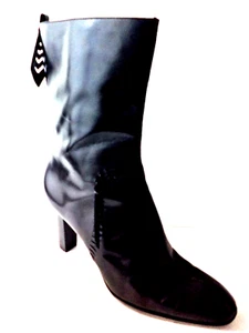 NINE WEST "GLITZY" GR. 9,5 M SCHWARZ GLATTLEDER STIEFELETTE REISSVERSCHLUSS HOHER ABSATZ - Bild 1 von 10