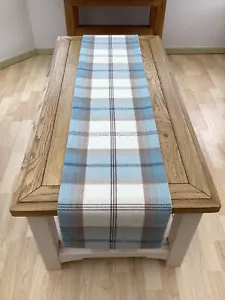 Balmoral Sky Blue Tartan Plaid Faux Wool lined table/Bed wedding runner made UK - Picture 1 of 3