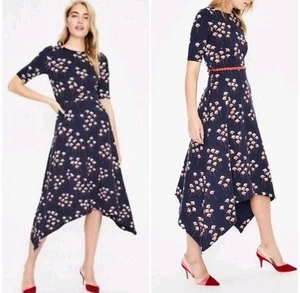 Vestido Boden Leonie Ponte Midi Azul Marino Crocus 4 Regular Floral Asimétrico Modesto - Imagen 1 de 9