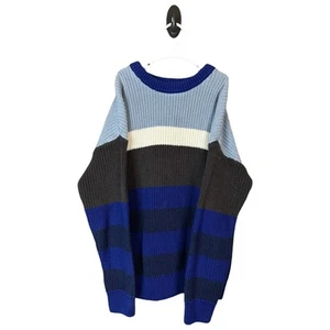 Hanna Andersson Blue Grey Color Block Thick Knit Long Sleeve Sweater Size 8 - Picture 1 of 6