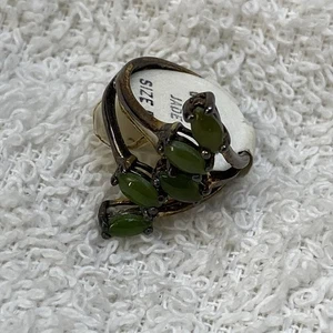 Schöne antike/vintage Designer 14 Kt. Ring Gelbgold & Jade 5 Steine Größe 5 - Bild 1 von 8