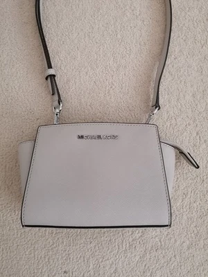 Michael Kors Light Grey Saffiano Leather Mini Selma Crossbody Bag  - Image 1 of 4