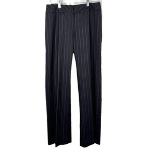 Vintage Carlisle Navy Blue Brown Pinstripes Wool Trouser Pants Sz 6 32” Waist - Picture 1 of 10