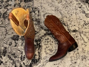 TONY LAMA 1981 Black Label Cognac Lizard Womens Size 7 A Cowgirl BOOTS - Picture 1 of 23