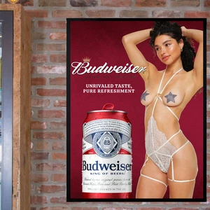 Vintage Retro Style Budweiser King of Beers Poster  18x24 sexy girl wall decor - Picture 1 of 4