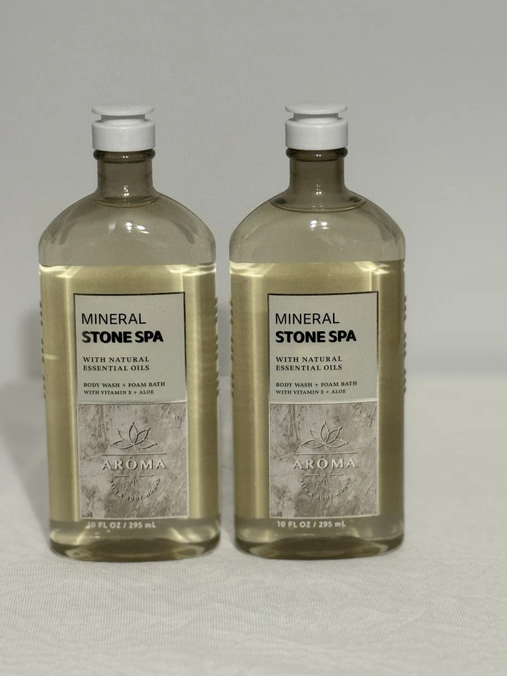 2 New Bath & Body Works Aroma Mineral Stone Spa Body Wash + Foam Bath 10 oz - Image 1 of 1