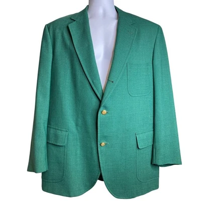 Vintage Brooks Brothers Mens Kelly Green Blazer Sz 45R Gold Buttons Preppy Ivies - Image 1 of 4