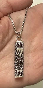 UNISEX Sterlingsilber filigran MEZUZAH ETUI Anhänger Halskette mit 24" Box Kette - Bild 1 von 13