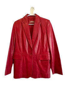 Valerie Stevens Separates Red Leather Blazer Jacket Size M, Size 8-10 Pockets - Picture 1 of 6