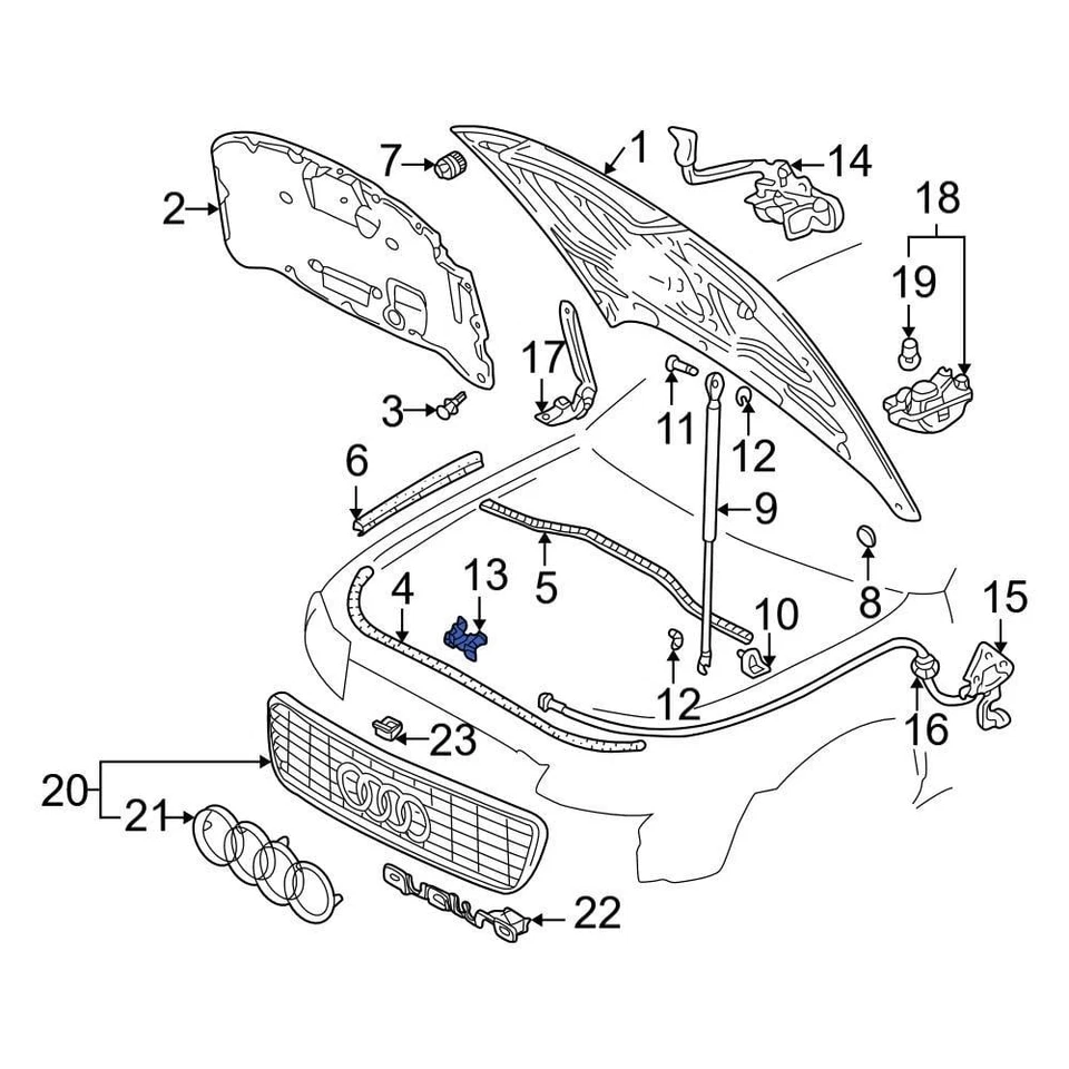 For Audi S4 2000-2002 Audi 8D0823509J Front Hood Lock Foto 1 de 1