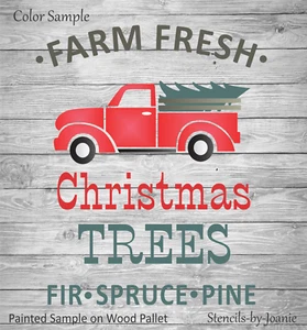 Letrero de colección Joanie Plantilla Granja Frescos Árboles de Navidad Pino Abeto Abeto Camión Hágalo Usted Mismo - Imagen 1 de 10