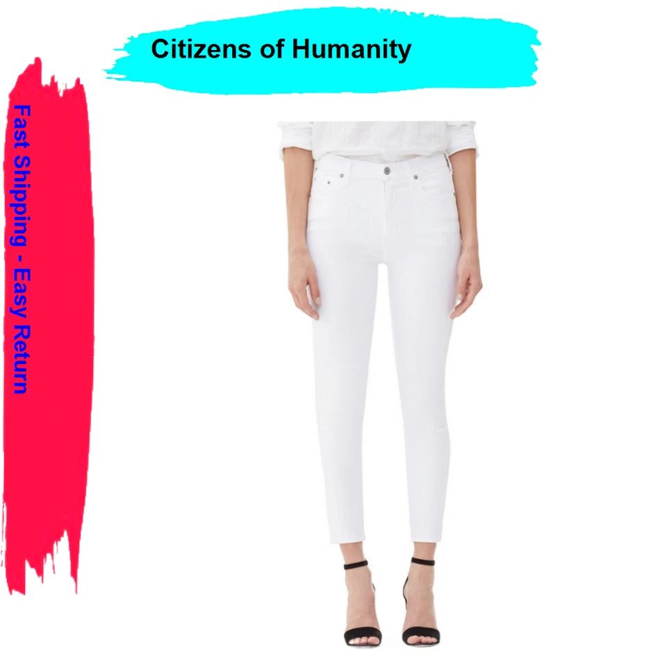 Citizens of Humanity Rocket Crop High Rise SKINNY Jeans Optic White Denim Sz 25