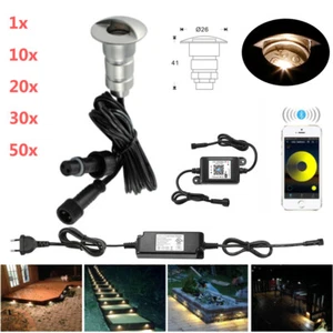 26mm LED Bodeneinbauleuchte Einbaustrahler Außen Beleuchtung Spot warmweiß Lampe - Picture 1 of 13