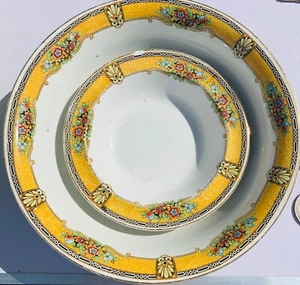 Antique J.H.W & Sons. Hanley x 2 Set Bowls Yellow White Floral Great Condition - Picture 1 of 4