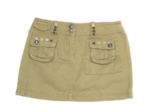 C&A Jeans-Rock Minirock Cargo Mädchen Gr. 128 grün limone Nieten verstell.Bund - Bild 1 von 2