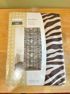 Famous Bath Shower Curtain - Zebra Brownb - Bath Fabric 70 x 72 - Picture 1 of 2