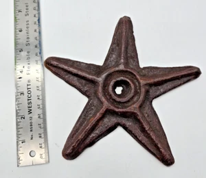 Cast Iron Texas Star with Hole Metal Washer Rustic Brown Western 7 Inch - Picture 1 of 3
