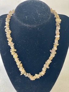 Natural Stone Necklace Agate quartz Rocks Shiny Vintage Jewelry Chocker 9” - Picture 1 of 12