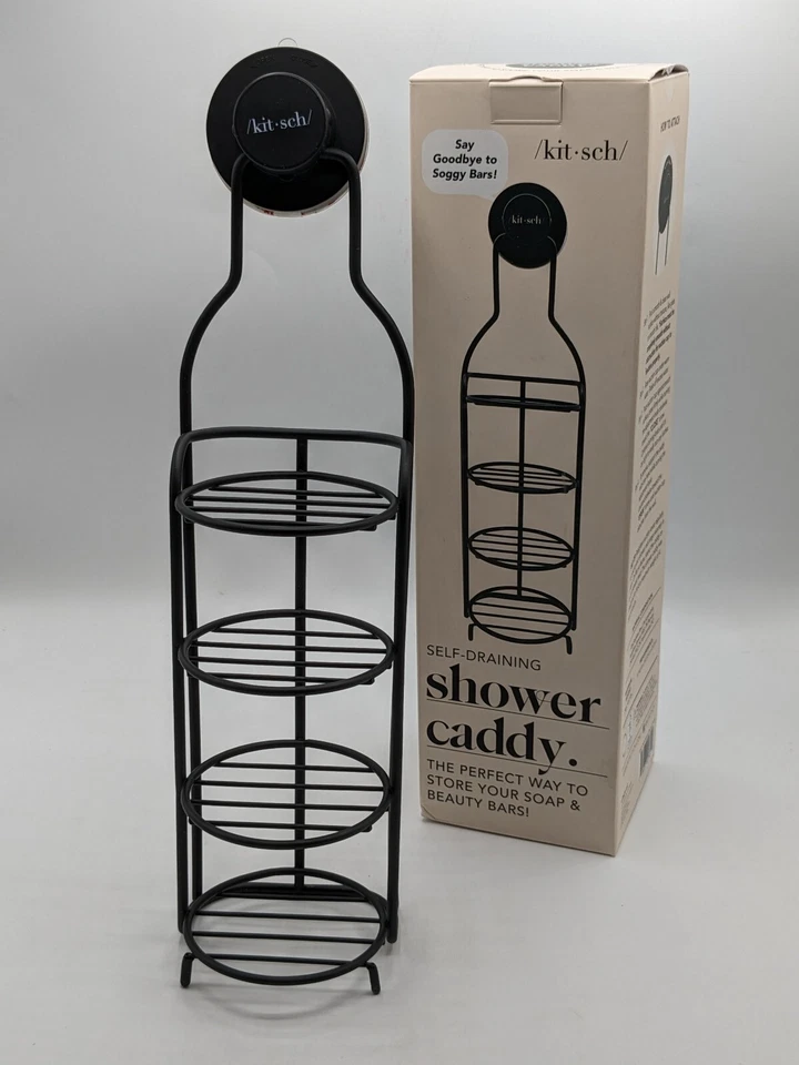 Kitsch Self-Draining Shower Caddy Solid Soap Shampoo Conditioner Holder