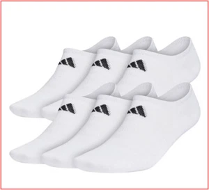 6 Pair- Adidas Superlite COMPRESSION SUPER NO SHOW Peds Linear Socks Wicks WHITE - Picture 1 of 10