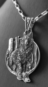 Wolf Fenrir Anhänger Edelstahl Kette Wikinger Jäger Herren Schmuck Biker 227B - Bild 1 von 9
