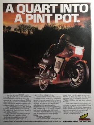 HONDA VF500F2 ORIGINAL 1984 COLOUR ADVERTISEMENT 27cm x 20cm - Image 1 of 4