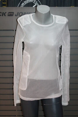 Helmut Lang  Damen Langarm Shirt weiss transparent Made in Italy Vintage - Bild 1 von 4
