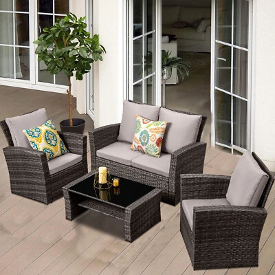 MeXo Poly Rattan Sitzgruppe Gartenmöbel Set Gartenset Lounge Balkon Terrasse - Bild 1 von 2