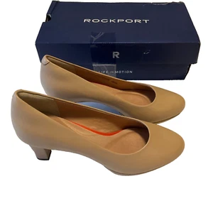 Rockport Total Motion Leah Pumps Womens Size 7.5M Tan Nude Slip On - Picture 1 of 10