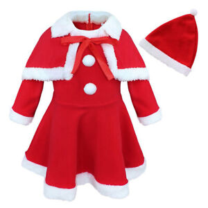  Kids Baby Girls Christmas Santa Claus Costume Tutu Fancy Dress Party Outfits UK