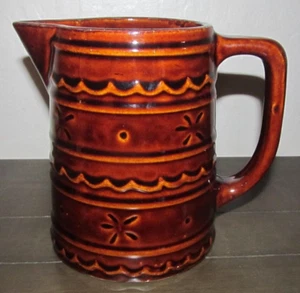 Vintage Marcrest Daisy Dot Brown Drip Glaze 6" Stoneware Pitcher Flower Vase - Picture 1 of 6