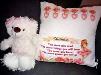 Girls Personalised Pocket Pillow Cushion Cover Reading Pillow Gift Fairy 