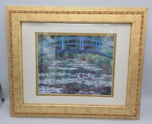 Monet Water Lilies & Japanese Bridge Framed Print 17.5x14.5" Gold Frame Wall Art - Picture 1 of 11