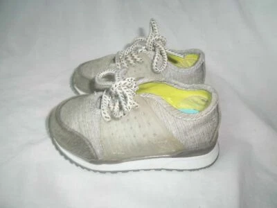 男孩女孩猫和杰克灰色 Chambray 透明系带 GYM 运动平底鞋 TODDLER 6 — 第 1/4 张图片