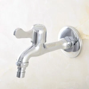 Polished Chrome Single Handles Wall Mounted Washing Machine Taps Faucets aav166 - Picture 1 of 8