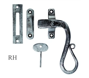 RH Wrought Iron Security Window Latch in Pewter Effect, Rust Res Finish PE1006RH - Picture 1 of 3