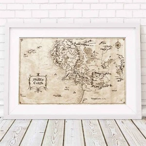 Lord of The Rings - World Map Classic Movie Poster Picture Print - Sizes A5 to A - Picture 1 of 14